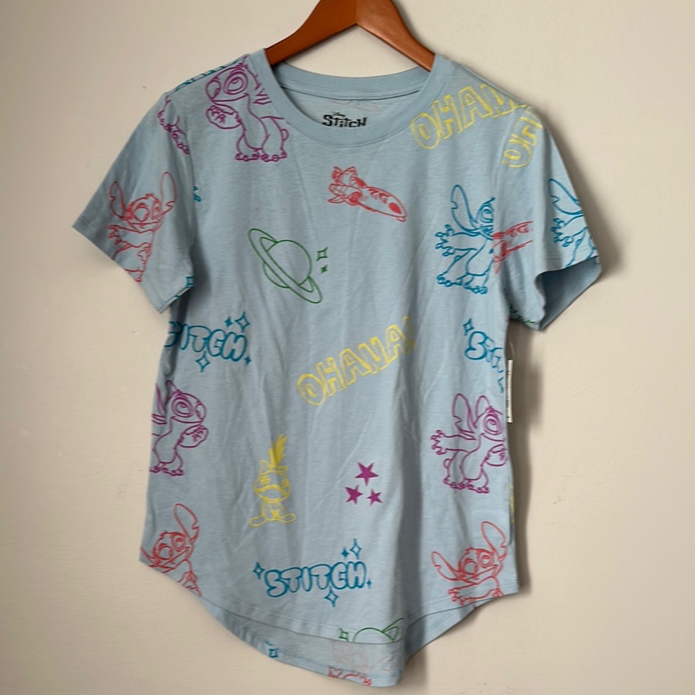 Disney Stitch Graphic Tee - Blue Size L NWT